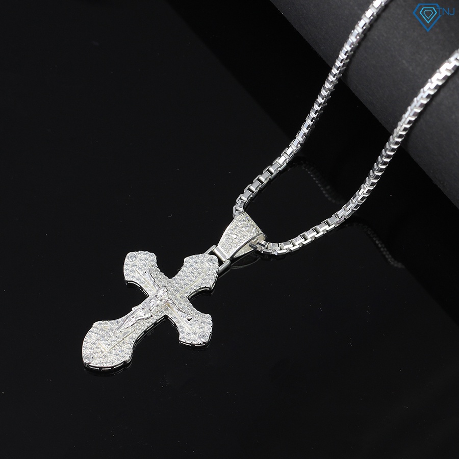 Vòng cổ nam bạc thật mặt thánh giá đính đá sang trọng DCA0078 - Trang sức TNJ