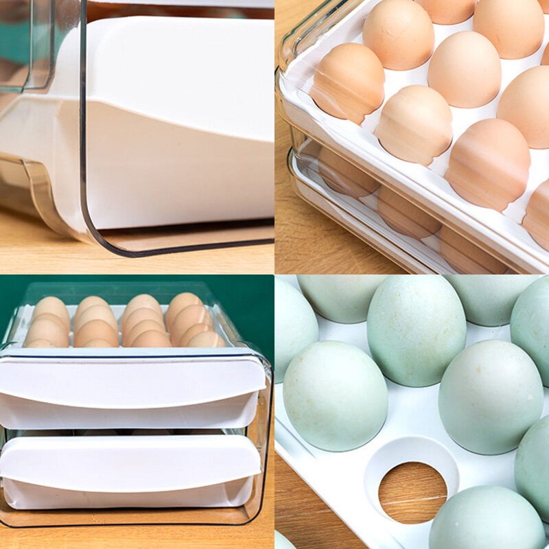 ONLY HOUSE Hộp Đựng Trứng Trong Suốt 40 Ô 32 Ngăn Tiện Dụng