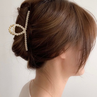 Kẹp tóc kim loại dáng xoắn đính ngọc Modleaf Lovely pearl pin Hàn Quốc