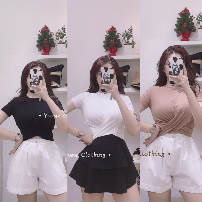 Áocroptop xoắn eo chất cottonzip dày dặn co giãn đa chiều cho nữ Yoomeclothing[ ẢNH THẬT SHOP CHỤP ]