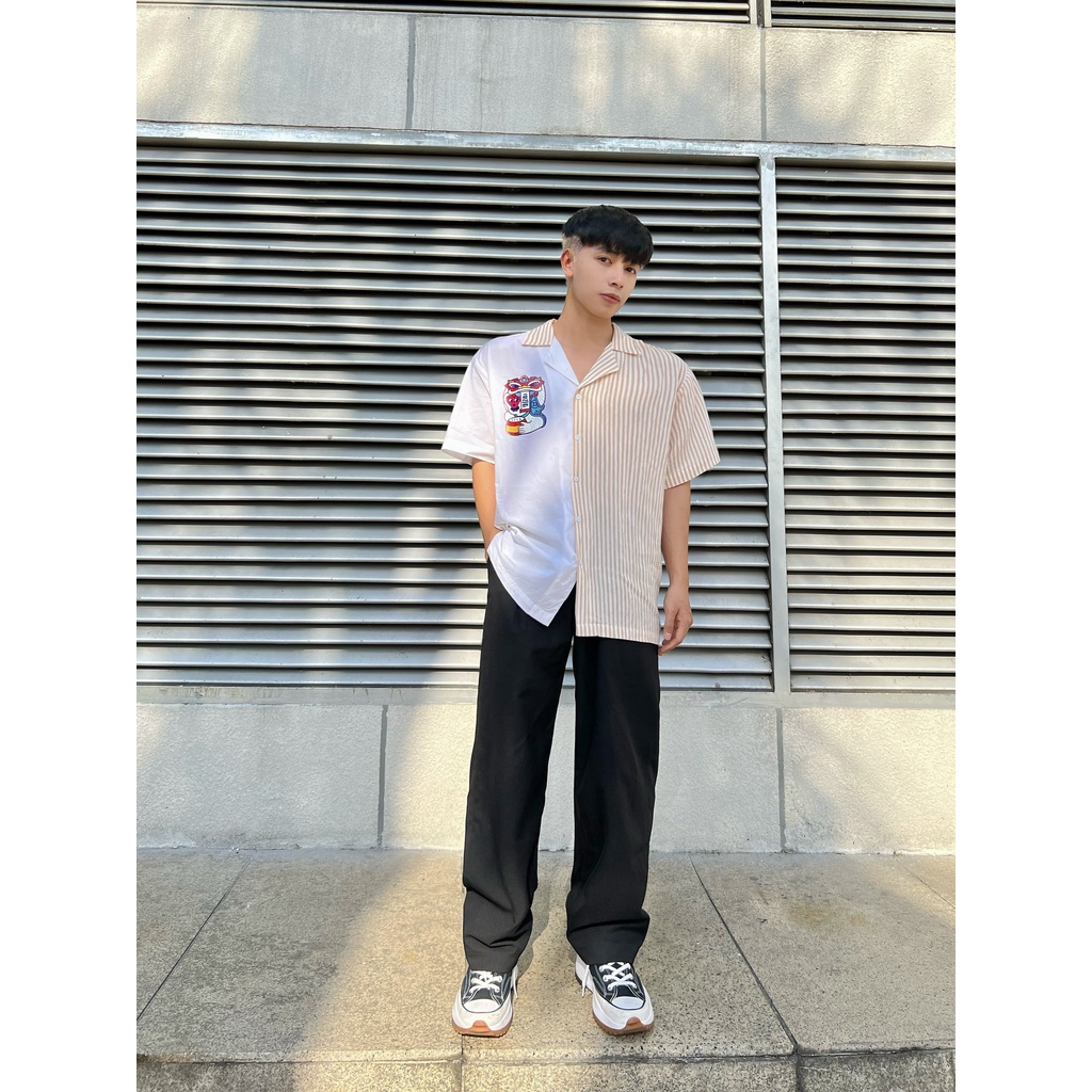 ÁO SƠ MI PIJAMA LUNA SỌC KEM