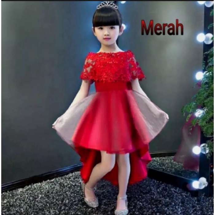 (Cinderela Ro) Váy Trẻ Em Thổ Cẩm Màu Đỏ