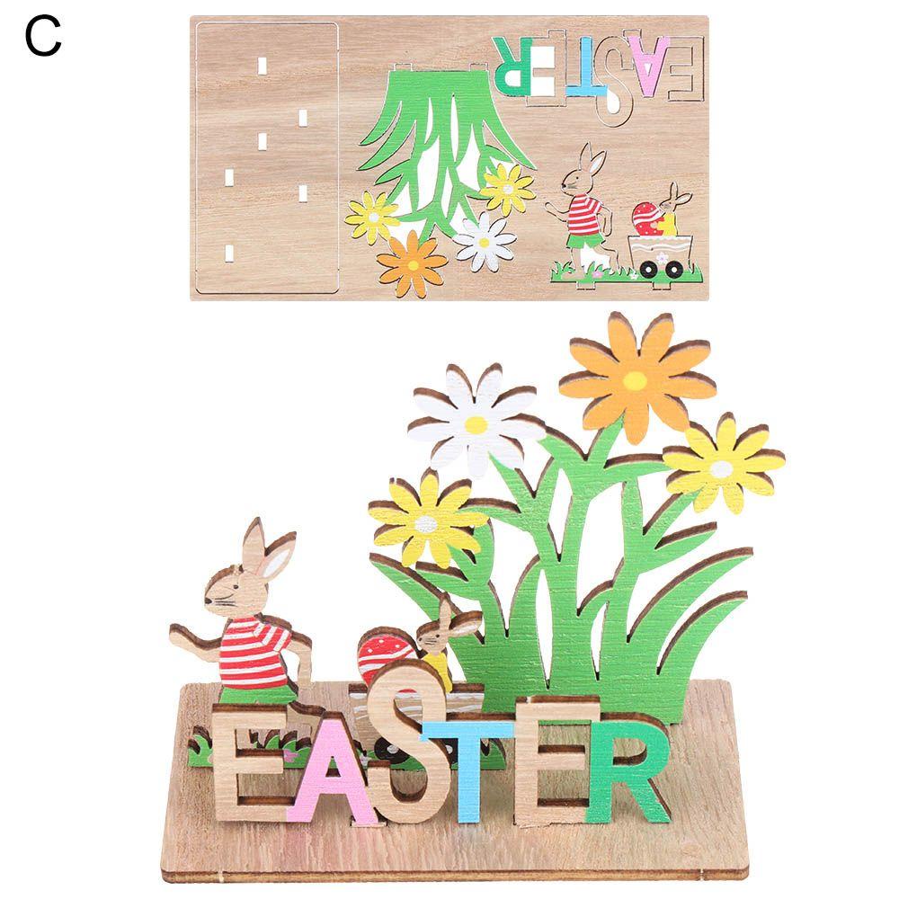 Phụ Kiện Trang Trí Thủ Công Hình Thỏ Phục Sinh 3D Bằng Gỗ Mới