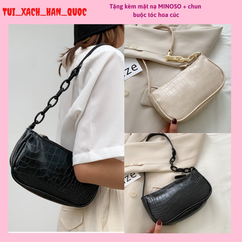 Túi kẹp nách đeo vai, đeo chéo phối xích màu HQ160