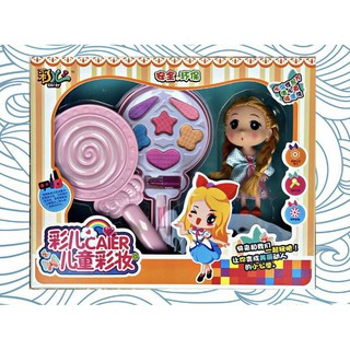 Bộ đồ chơi trang điểm phấn thật và búp bê chibi