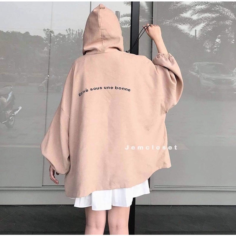 Áo hoodie 🌸 Áo khoác PHULA có mũ form rộng có khóa kéo unisex hai màu SỮA BE dành cho nữ chất nỉ tàu Ulzzang | BigBuy360 - bigbuy360.vn