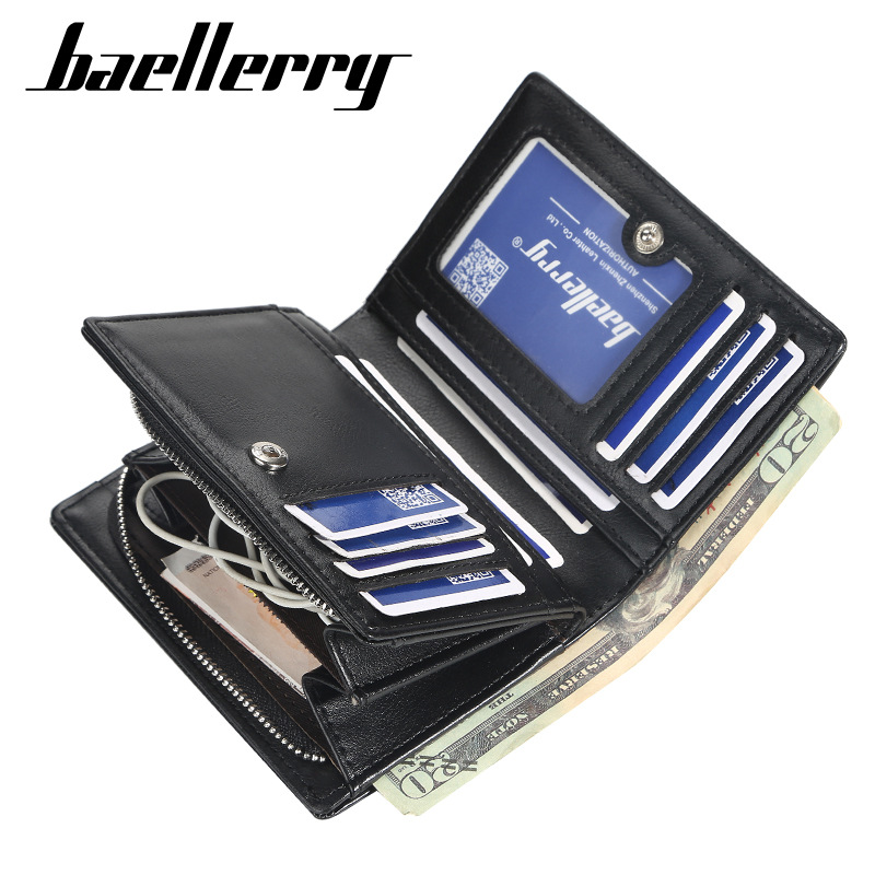 Baellerry 2021new zipper short wallet multi card fashion vertical Mini button zero wallet for men D3216
