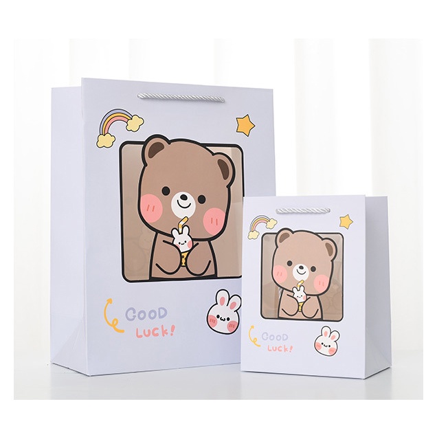 Túi đựng quà giấy sang trọng, Túi gấu gói quà nhiều màu đẹp