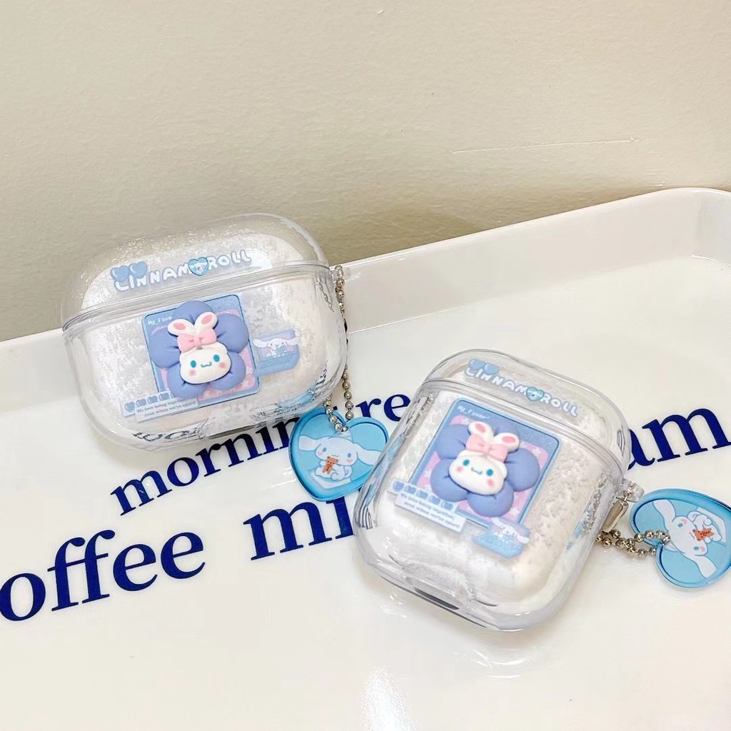 Vỏ Bảo Vệ Hộp Sạc Tai Nghe AirPods 1 / 2 / 3 / Pro Trong Suốt Họa Tiết Kuromi Doggy Dễ Thương Kèm Dây Đeo Tiện Dụng