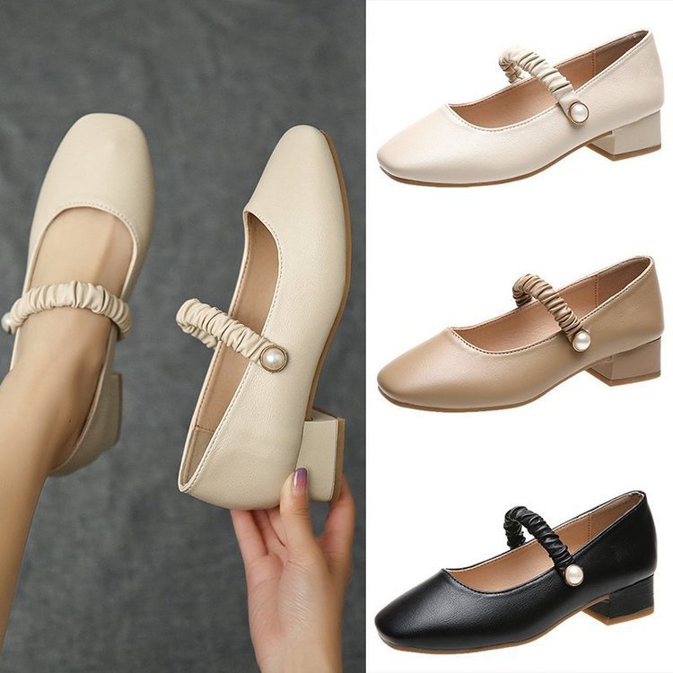 Giày búp bê tiểu thư quai ngang đính ngọc, giày marry jane style vintage đế 3cm