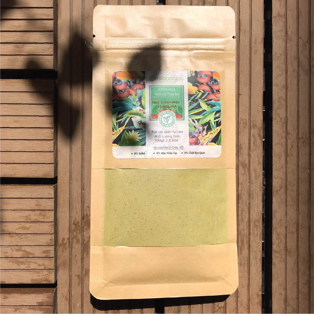 Bột Thảo Mộc Nguyên Chất Đắp Mặt Nạ Dưỡng Trắng Da, Ngừa Thâm MILAGANICS 100g (Túi Kraft) | BigBuy360 - bigbuy360.vn