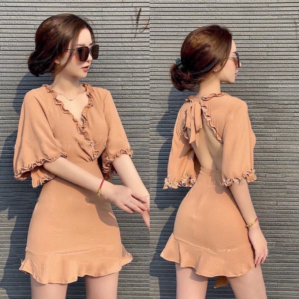 Đầm nữ dự tiệc hở lưng thời trang vải đũi cao cấp | BigBuy360 - bigbuy360.vn