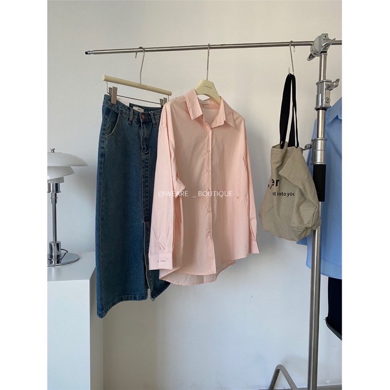 Áo somi mùa thu hồng pastel phong cách Hàn Quốc