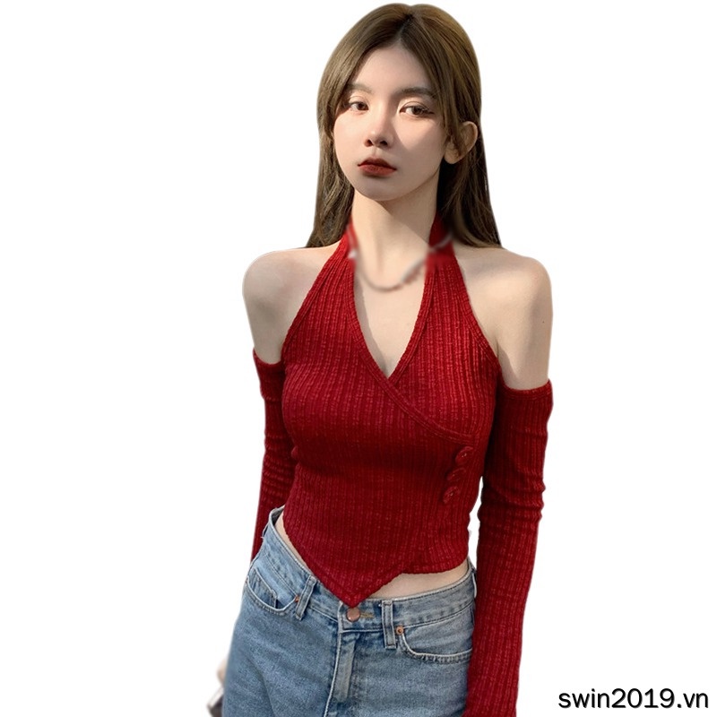 Áo Croptop Trễ Vai Thiết Kế Đơn Giản Hợp Thời Trang