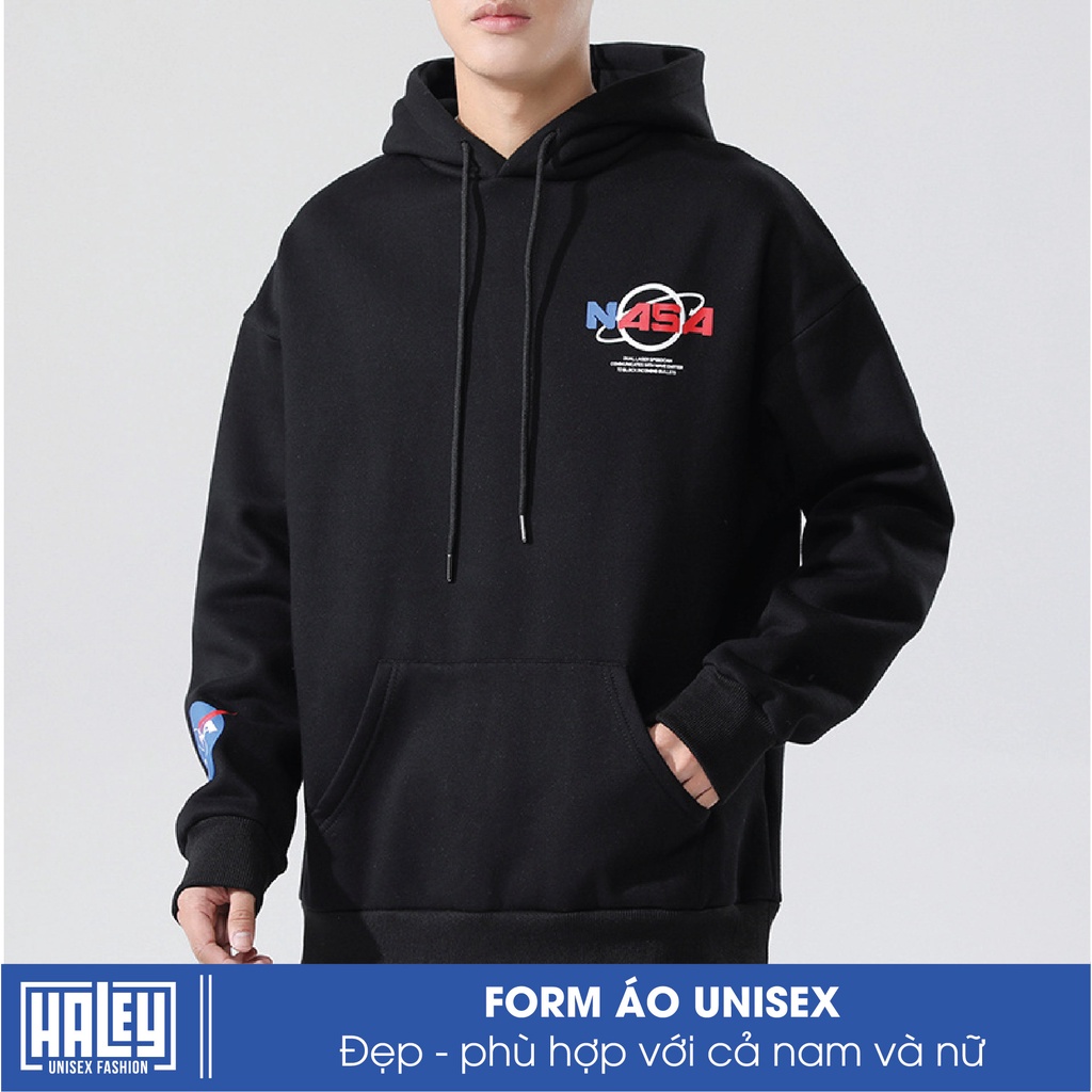 Áo Hoodie nam nữ HD110 Phi Hành Gia Nasa HALEY unisex phong cách Hàn Quốc cá tính, Chất Nỉ Dày Dặn Ấm Áp