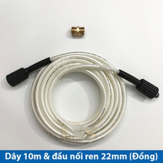 Dây rửa xe cao áp cho máy xịt rửa áp lực - Ren trong 22mm Loại 15m - Tặng đầu nối dây