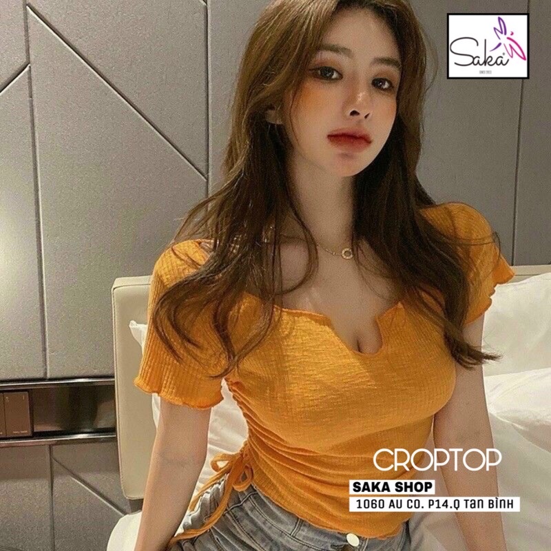 Áo rút dây eo cuốn biên vải đẹp