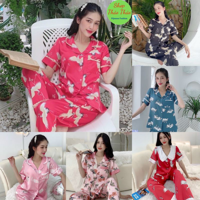 Đồ Bộ Mặc Nhà Pijama Lụa Latin Cao Cấp Mềm Mượt Hàng Có Size🎀Giảm 10K Đơn 200K