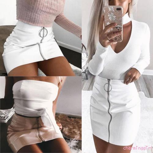 Chân Váy Mini Có Khóa Kéo Màu Trắng | BigBuy360 - bigbuy360.vn