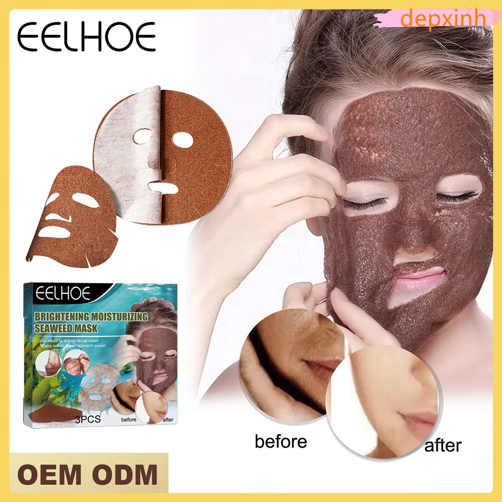 Còn Hàng 3 Rong Biển Brightening Hydrating Dưỡng Da Kiểm Soát Dầu Mặt Nạ Làm Trắng Thu Nhỏ Lỗ Chân Lông Chống Lão Hóa Chống Nhăn Moistuizing Mặt mặt Nạ Cá Tuyết