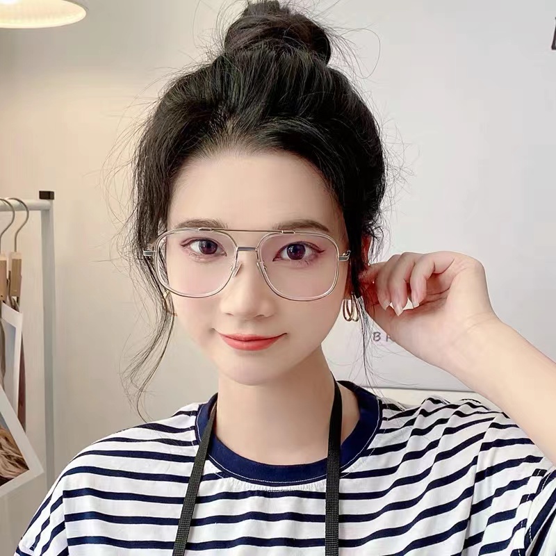 JIUERBA Mắt Kính Gọng Đôi Bằng Kim Loại Chống Ánh Sáng Xanh Thời Trang Hàn Quốc Chất Lượng Cao Dành Cho Nam Nữ