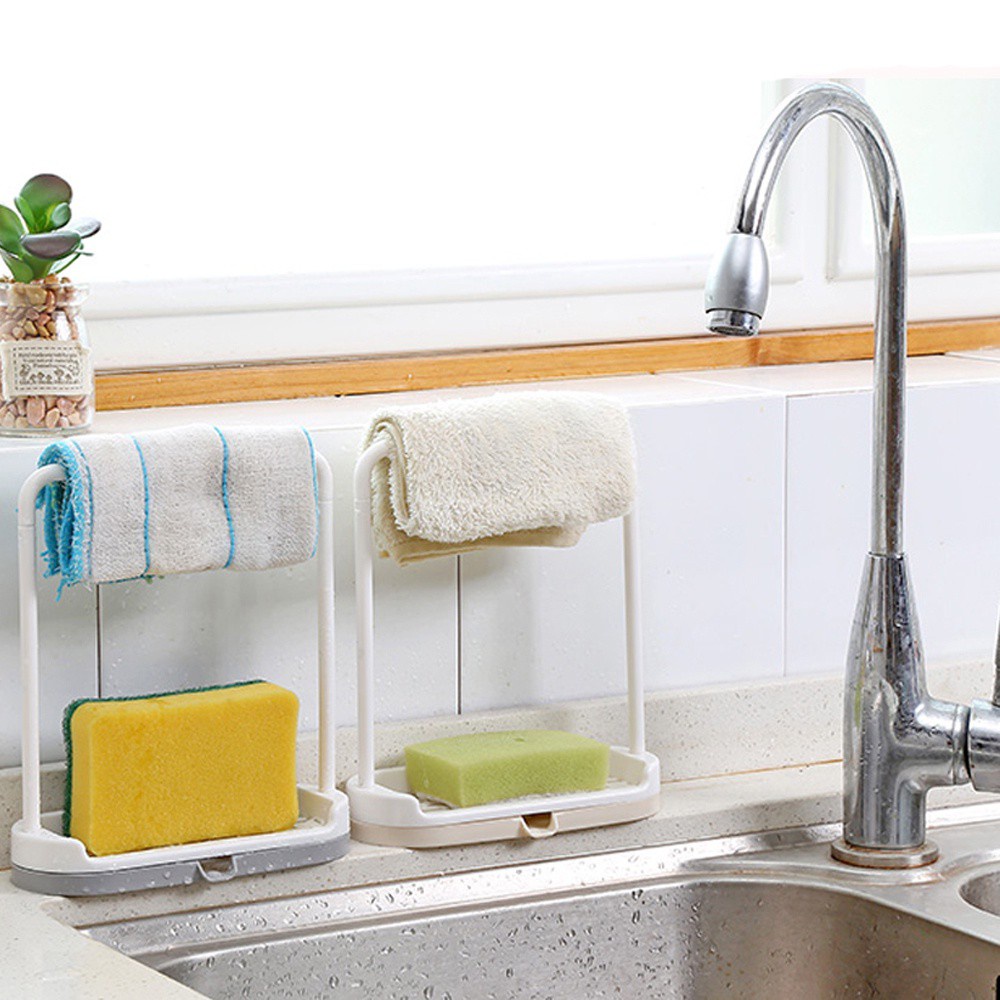 DAPHNE Home &amp; Living Storage Rack Bar Hook Sponge Drain Towel Holder Hanging Bathroom Hanger Kitchen Utensil Box Rag