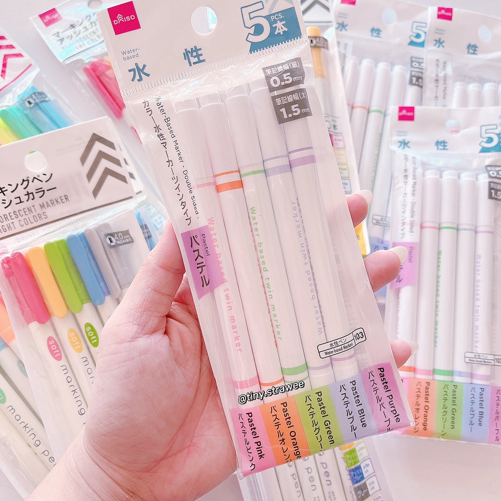 Set bút đánh dấu/ highlight Daiso Hàn/ Nhật