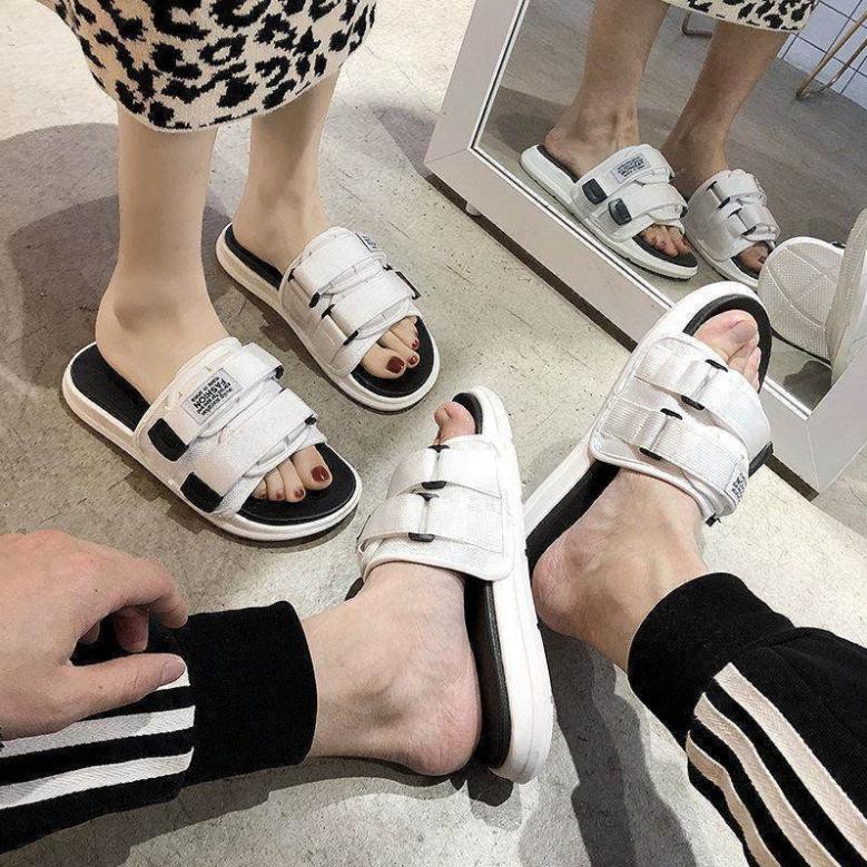 ( Có 3 Màu) Dép Lê Nam Nữ 2 Quai Ngang Dán Phong Cách Ulzzang Hàn Quốc Thời Trang Cực Hot