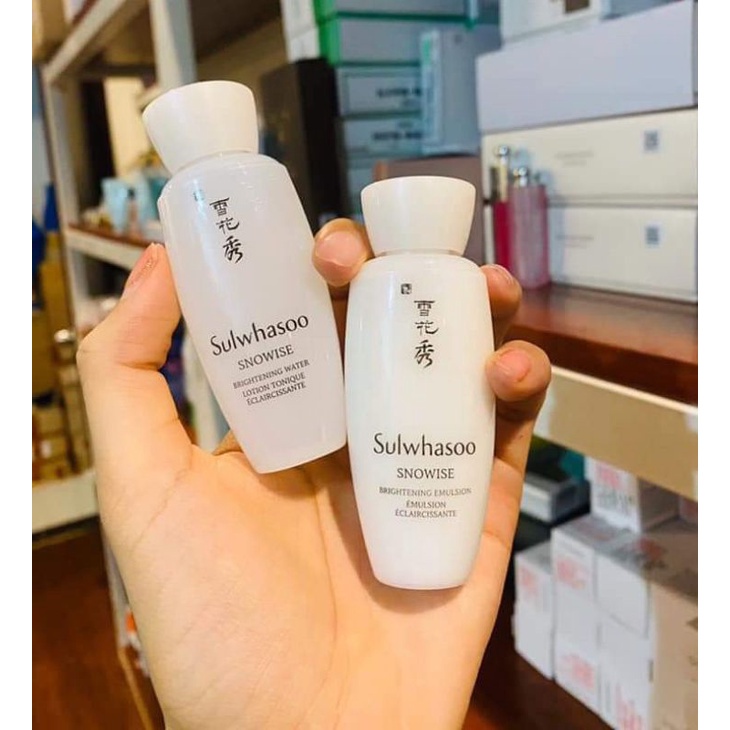 Cặp nước hoa hồng và sữa dưỡng trắng da mờ sạm nám tàn nhan cao cấp bạch sâm Sulwhasoo Snowise Brightening