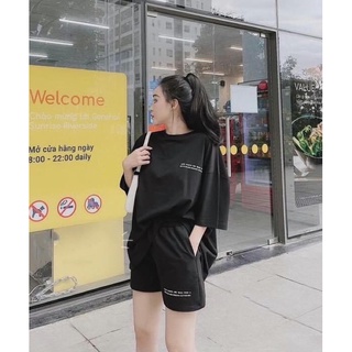 Bộ thun - set đồ nam nữ cotton đen trắng dáng thụng