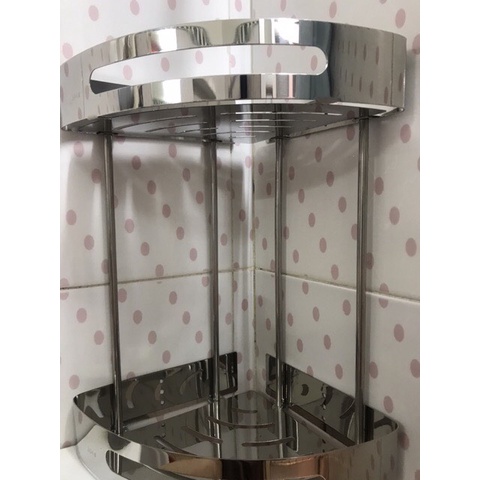 Kệ góc nhà tắm 2 tầng inox 304 dày K02