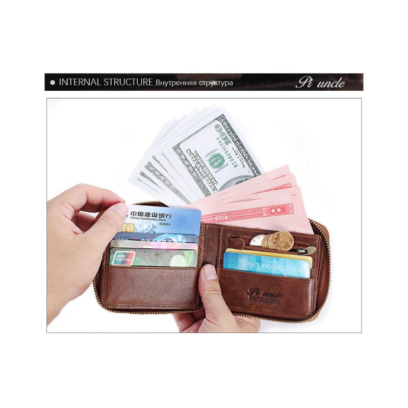 Ví Da PU Có Khóa Kéo Đựng Thẻ Tiện Lợi Cho Nam