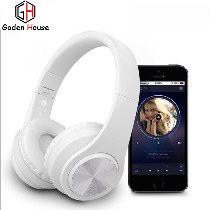 Tai nghe bluetooth chụp tai không dây GodenHouse cao cấp, headphone bluetooth có thể gập gọn tiện lợi.