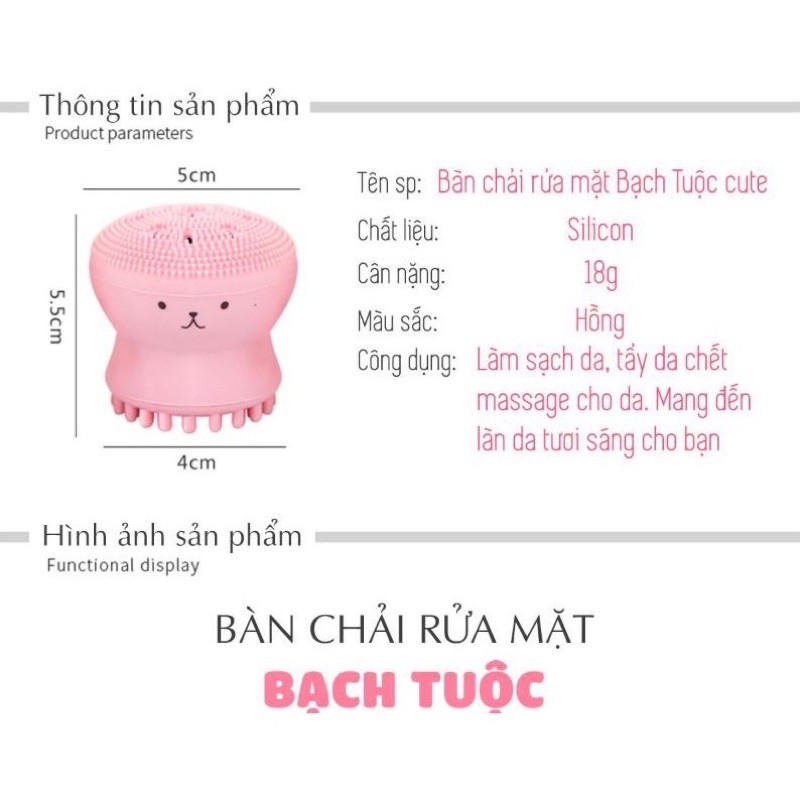 Miếng rửa mặt , bàn chải rửa mặt bạch tuộc silicon làm sạch da