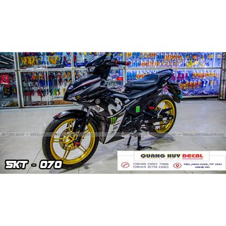 Tem trùm xe Ex 155 đen trắng movistar, độ team trùm decal xe máy exciter dán đời 2021