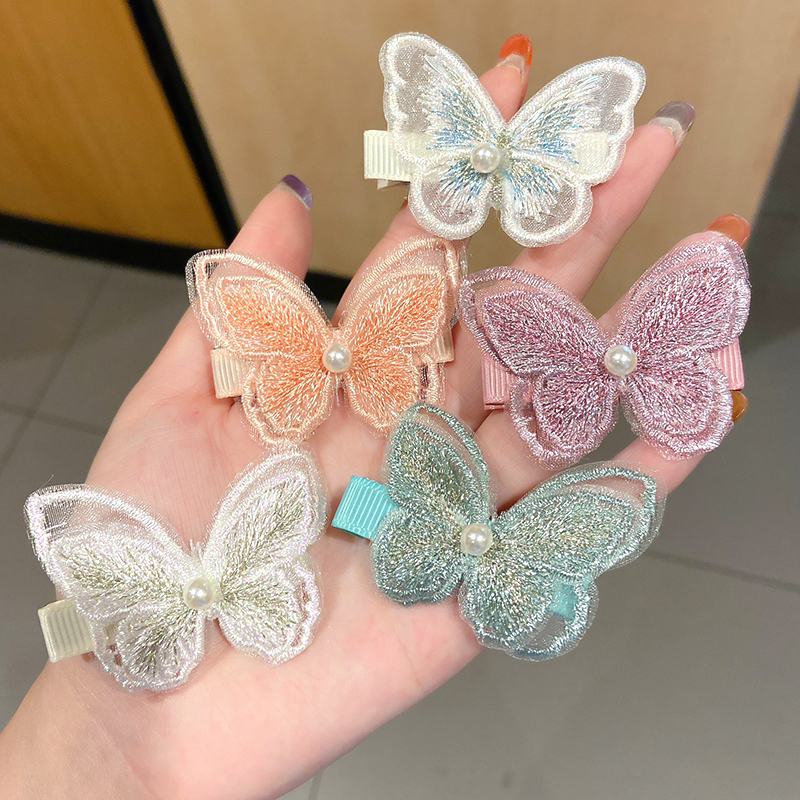 Kẹp tóc hình bươm bướm thêu ren xinh xắn cho nữ