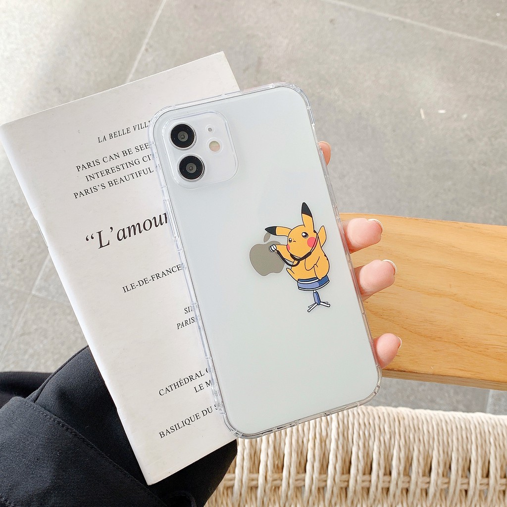 Cặp đôi hoạt hình Pikachu ứng dụng cho điện thoại di động Vỏ mềm trong suốt iPhone 12mini 12 Pro Max 11 Pro Max SE 2020 X XS XSMAX XR 6 6s 7 8  Plus 6+ 7+ 8+