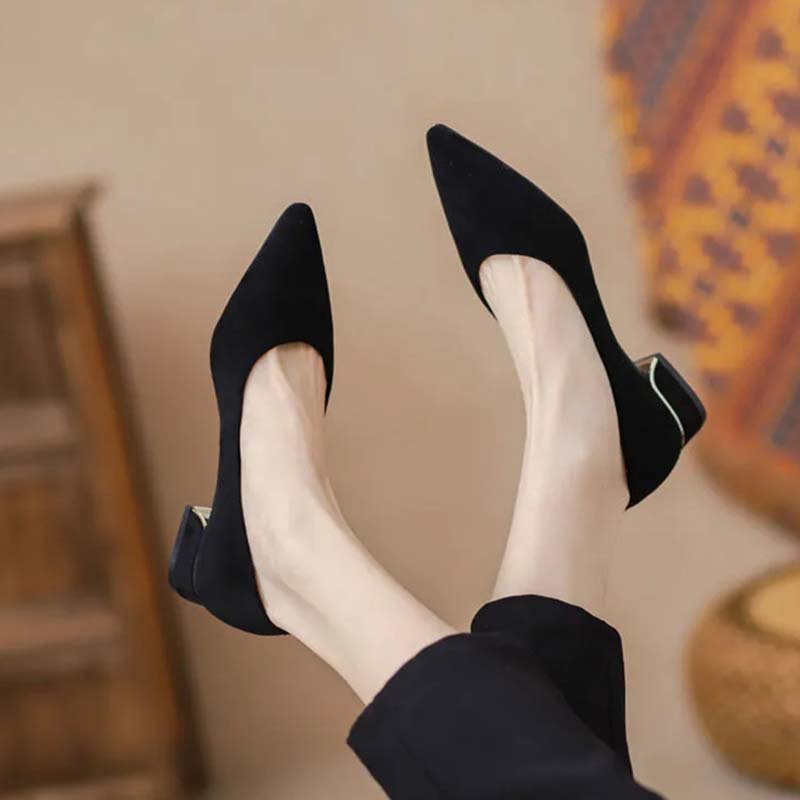 Giày Cao Gót Mũi Nhọn Chất Liệu Da Lộn Mềm Size 41 Thời Trang Cho Nữ