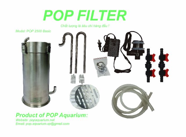 Lọc thùng inox POP-2500 cho bể cá cảnh