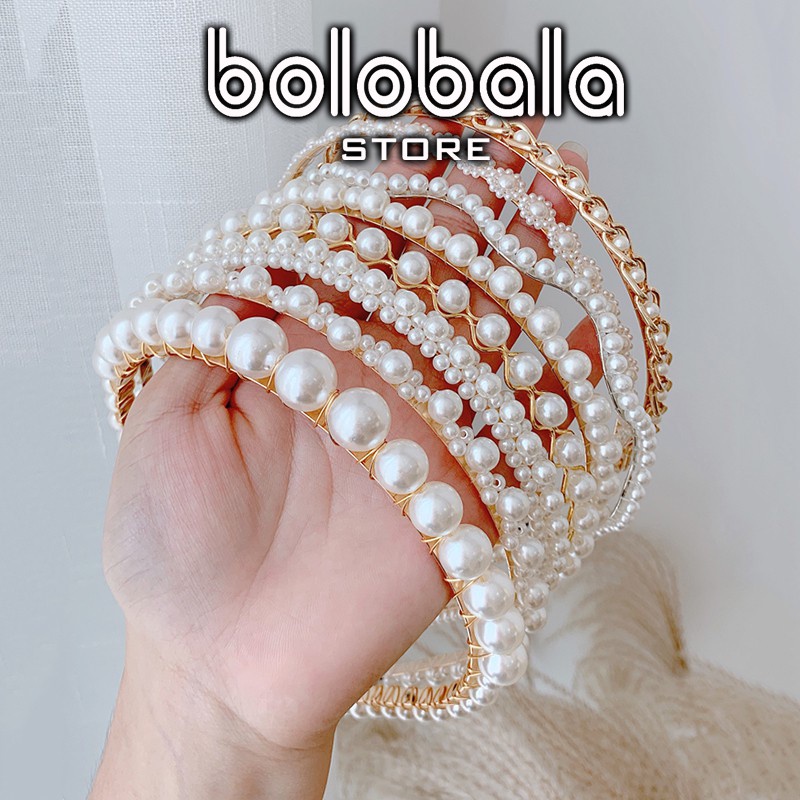 Cài tóc ngọc trai hàn quốc Bolobala Bờm cài tóc đính hạt ngọc trai nhân tạo sang trọng phụ kiện nữ B28