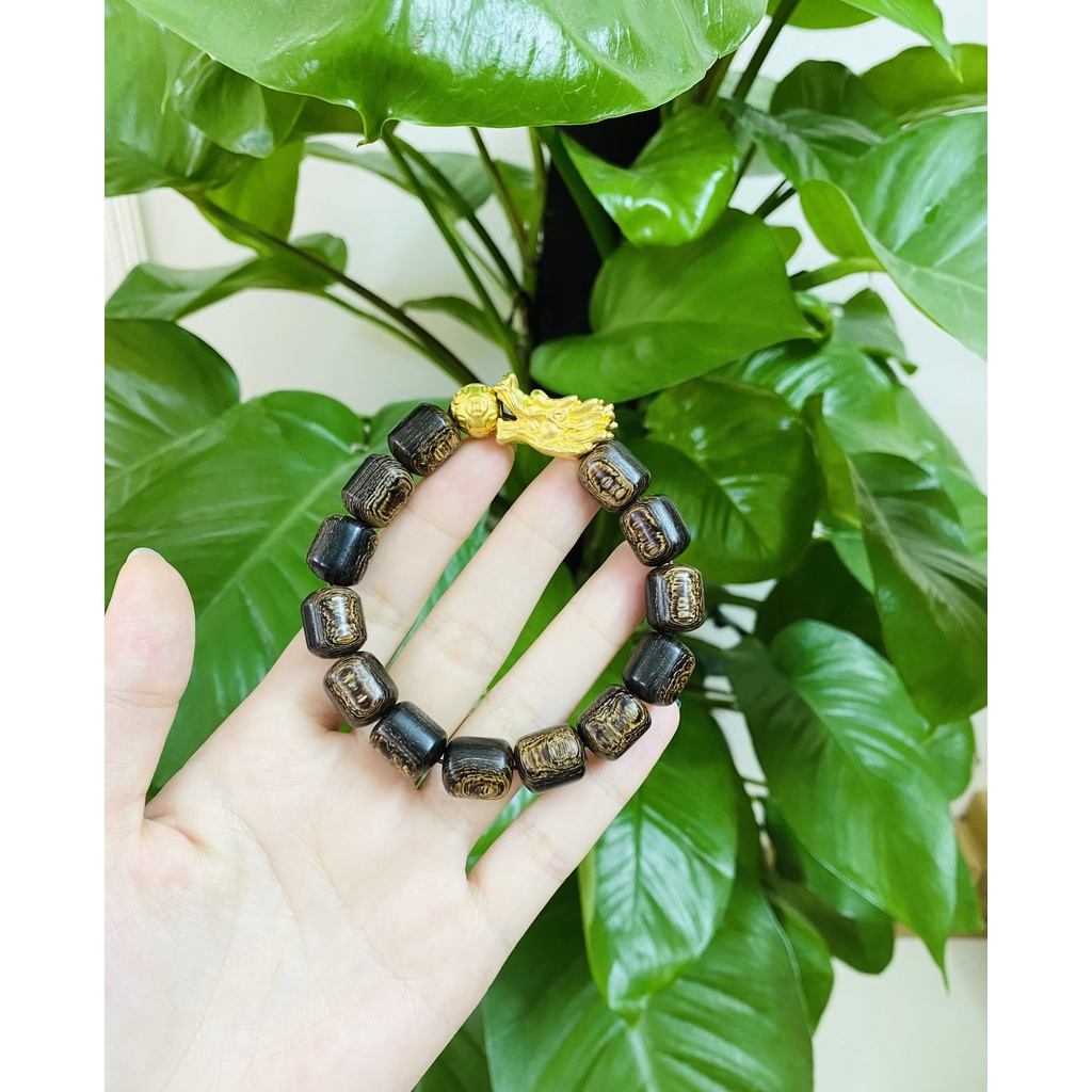 Vòng Trầm Hương Sánh Chìm mix Charm Bạc- vòng tay gỗ tự nhiên nam, nữ