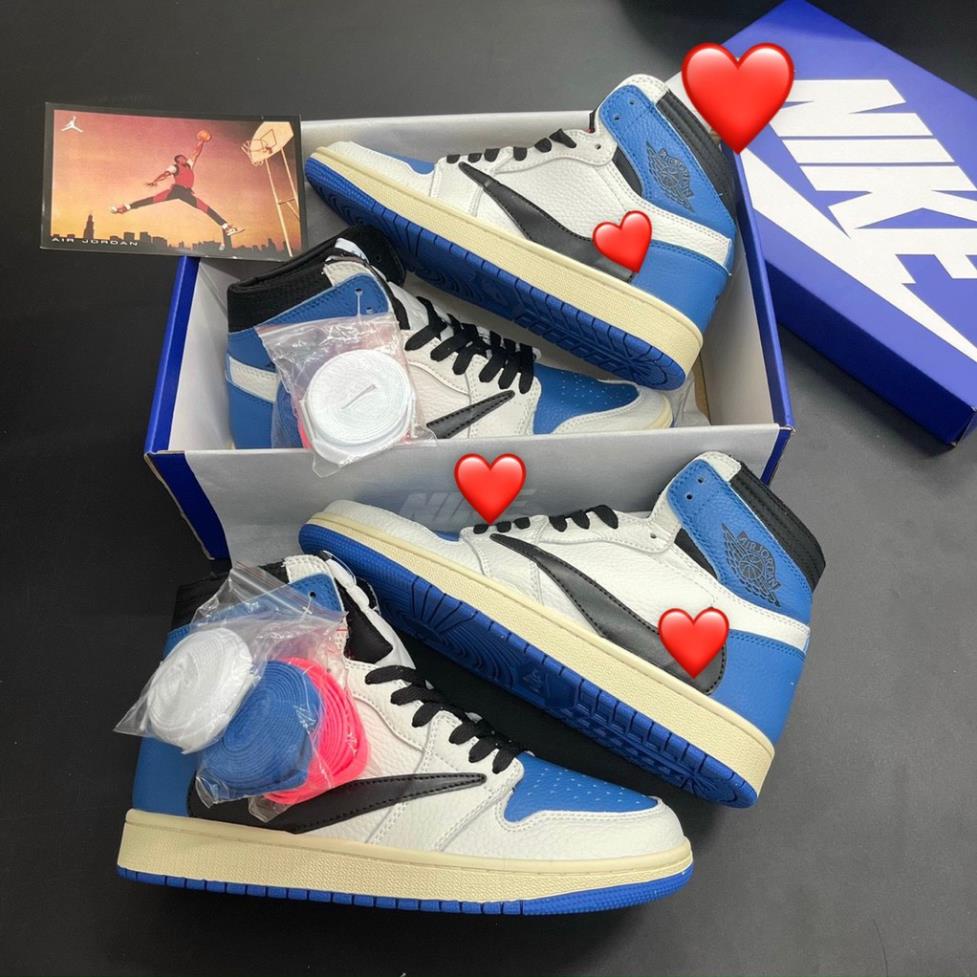 Giày Sneaker Jordan High Travis jordan travis scott Xanh,  Giày Jordan 1 travis scott Xanh Thể Thao Nam Nữ Cao Cổ  Full