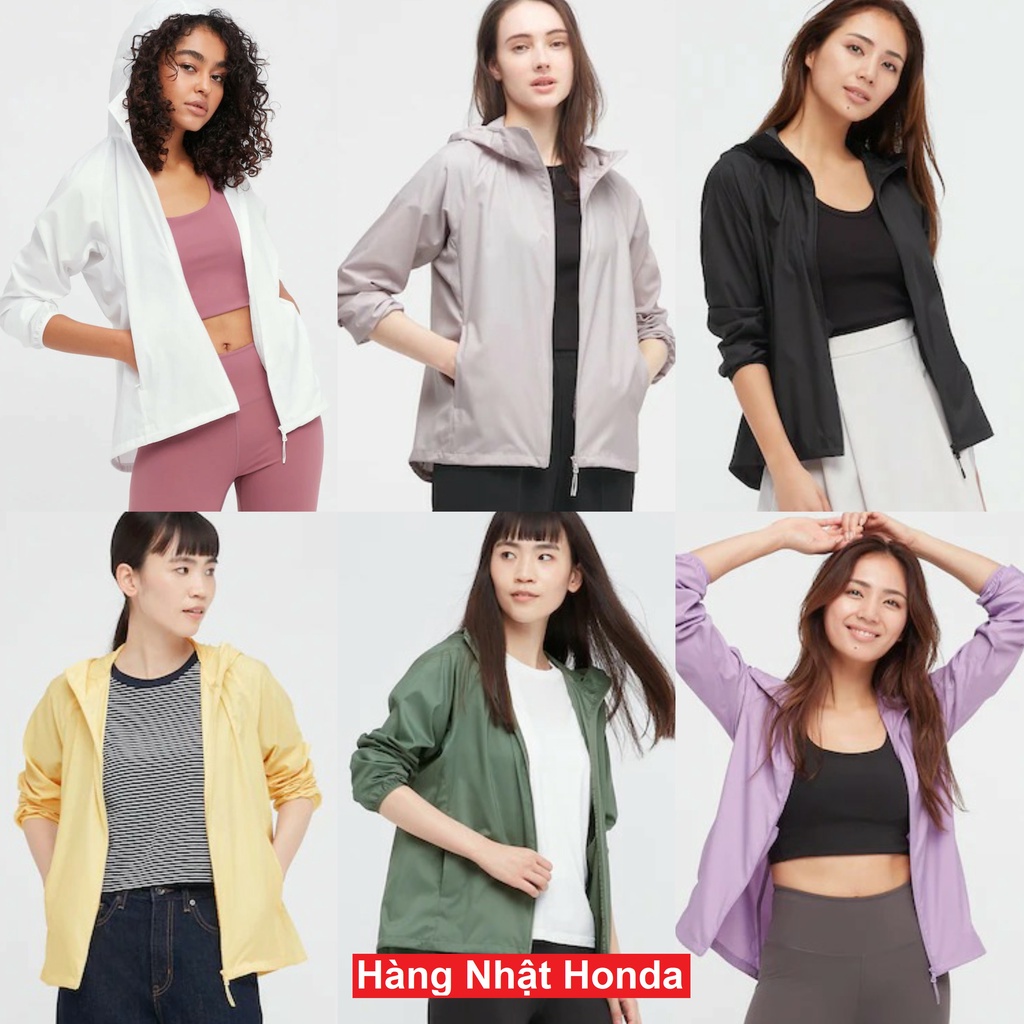 Áo khoác gió thể thao siêu nhẹ, chống nước chống UV Nữ Uniqlo - Nhật Bản