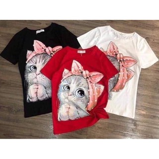 Áo phông nữ chất cotton mềm mịn mát in hình cute