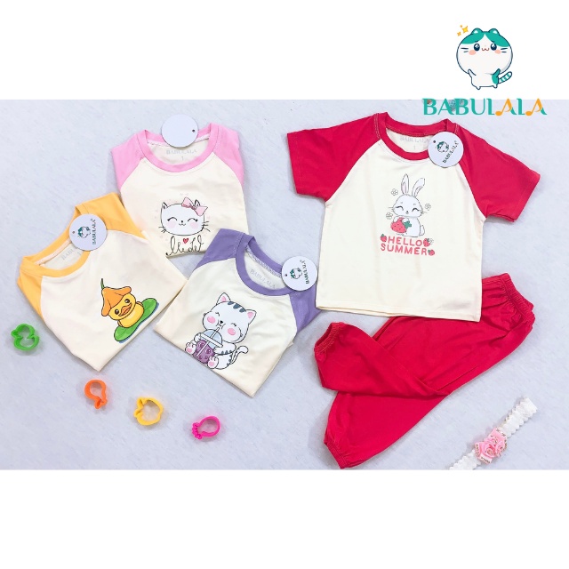 Đồ Bộ Cho Bé Gái Bé Trai BABULALA Vải Thun Lạnh 8-18kg 1 2 3 4 5 Tuổi