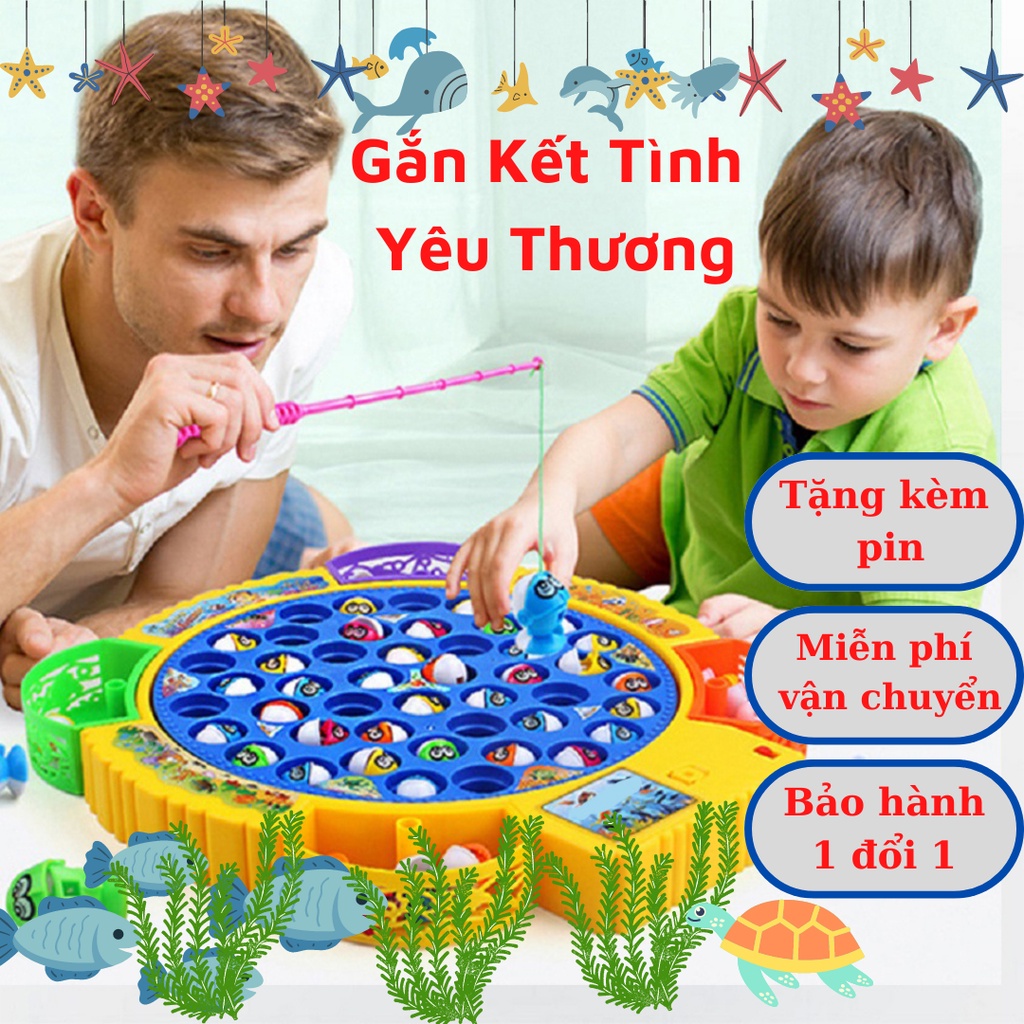 Đồ chơi câu cá cho bé phát nhạc đồ chơi thông minh giúp bé rèn luyện sự khéo léo và linh hoạt. Tặng kèm pin và 4 cần câu