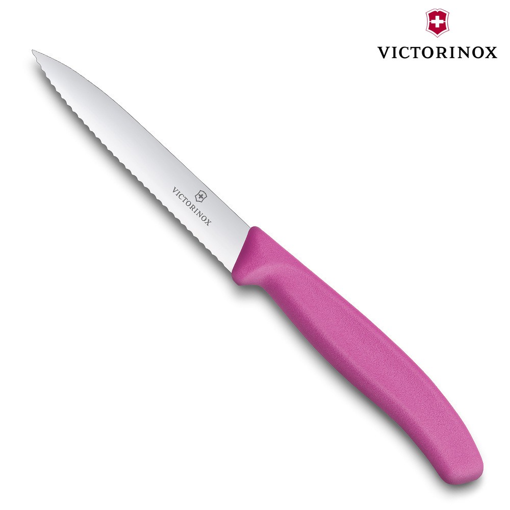 Dao bếp Victorinox Swiss Classic Paring Knife màu hồng 10cm ((pointed tip, wavy edge)