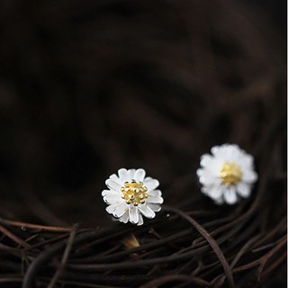 Bông Tai Bạc S925 Italy Hoa Cúc Nhỏ Xinh Kiểu Dáng Hàn Quốc BT01