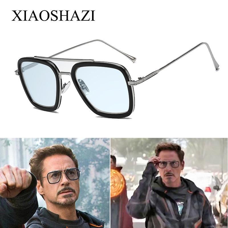 ✚♛∋Thời trang Avengers Tony Stark Phong cách Chuyến bay Người đàn ông Kính râm Nam Thiết kế hàng hiệu Vuông chống n