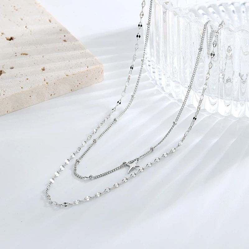 Vòng cổ hai lớp bằng kim loại mặt hình thánh giá phong cách cổ điển thời trang cho nữ